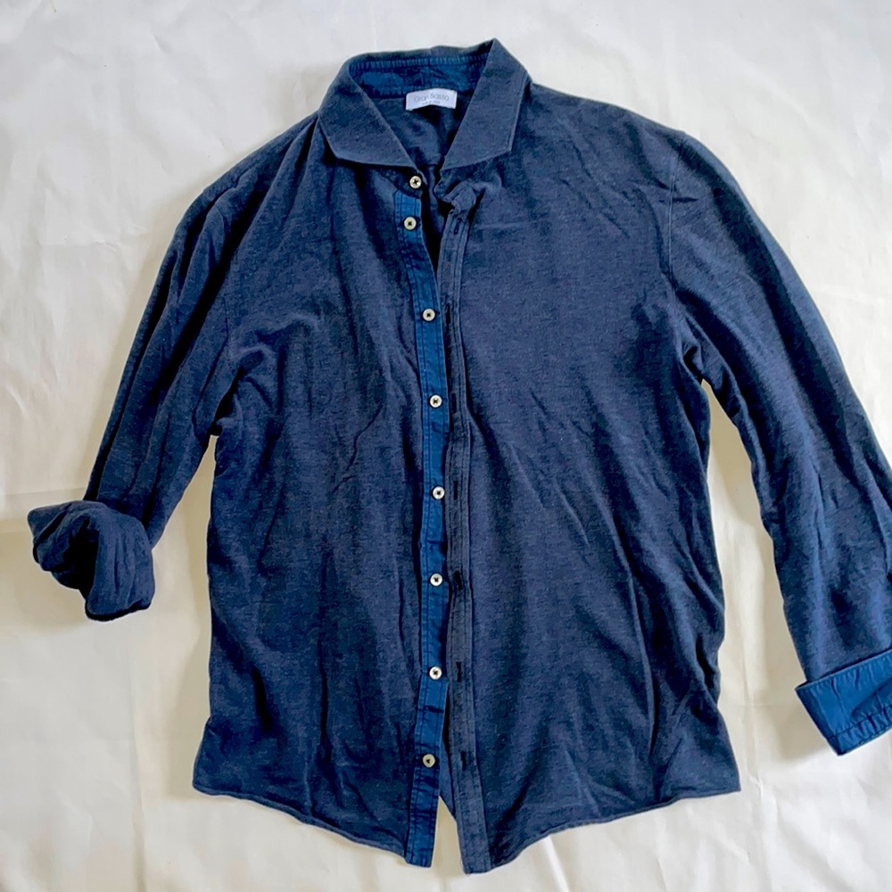 Navy Knit Tailored Shirt